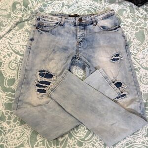 Light Blue Distressed Men's Jeans